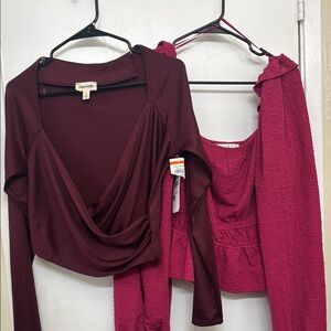 Open Edit Burgundy and Pink Tops